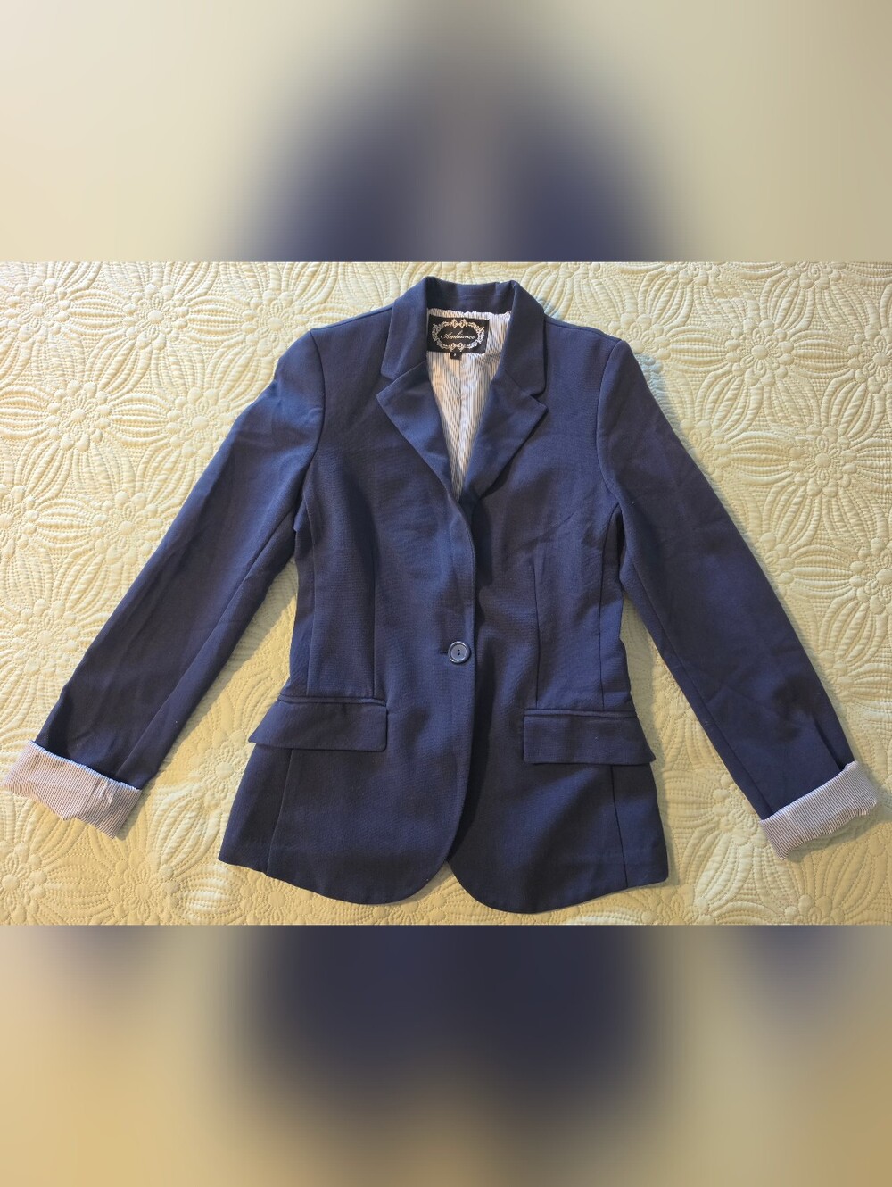 Ambiance Dark Navy Single-Button Blazer